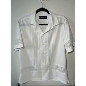 Abercrombie & Fitch Women's White Short Sleeve Crochet Trim‎ Button Down XS
